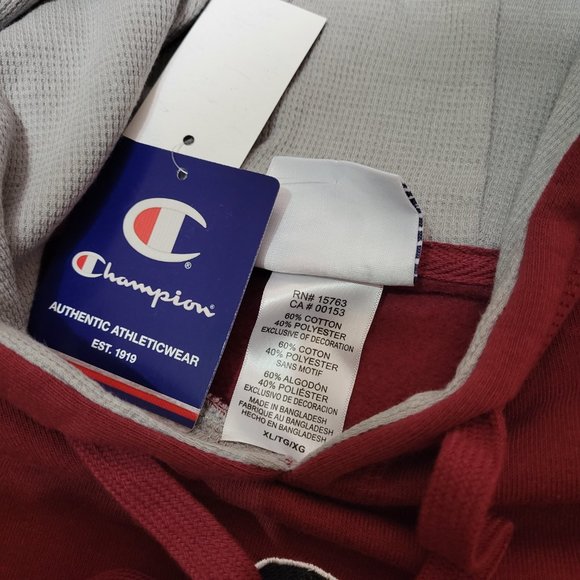 FSU Florida State Seminoles Logo x Champion Fleece Hoodie Garnet Gold Dark Red - Picture 10 of 10